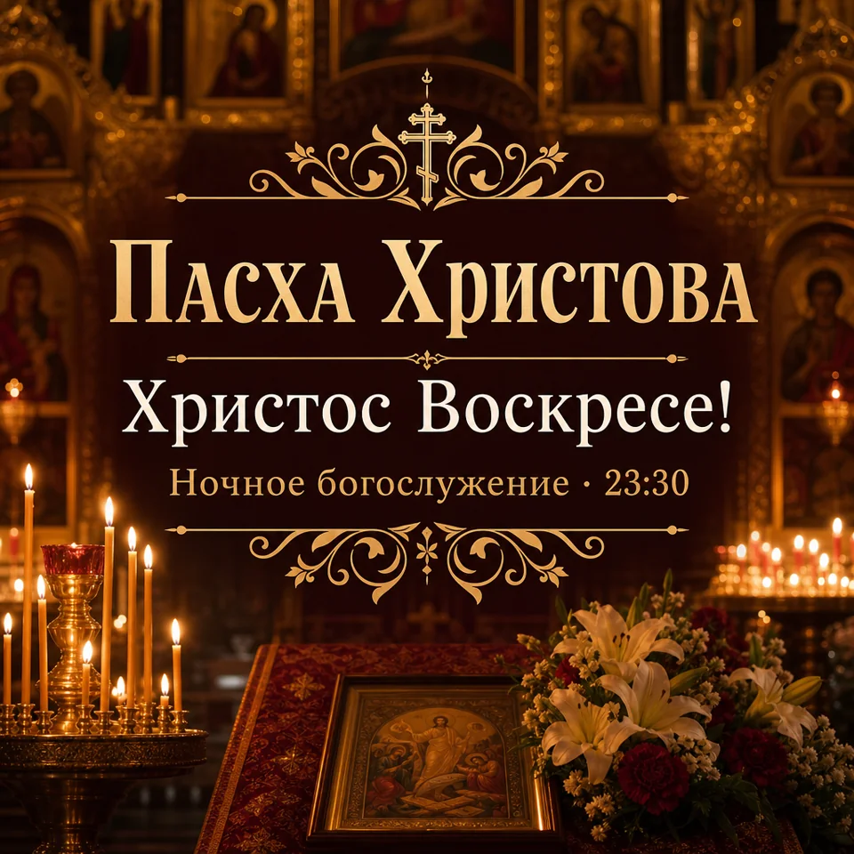 Пасха Христова — готовая картинка с русским текстом