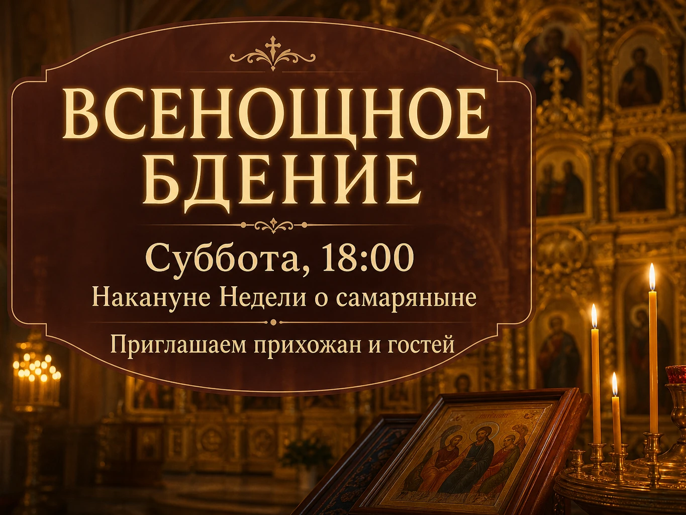 Праздничная служба — готовое объявление с текстом