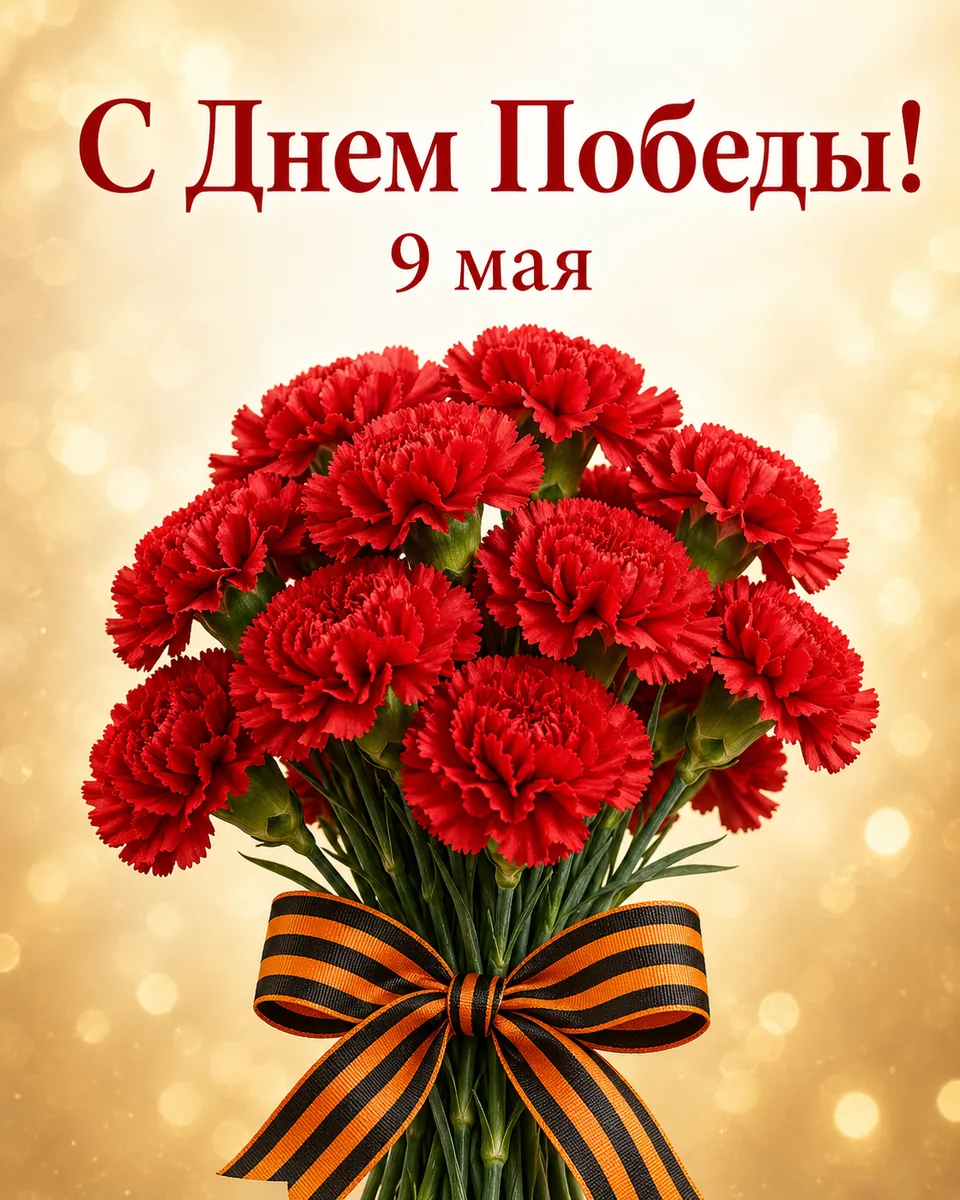Классическая открытка на 9 мая, созданная по промту