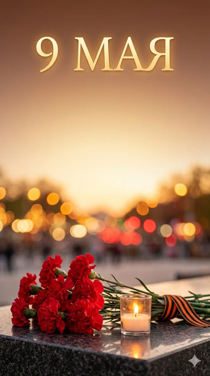 Вертикальная открытка на 9 мая для сторис